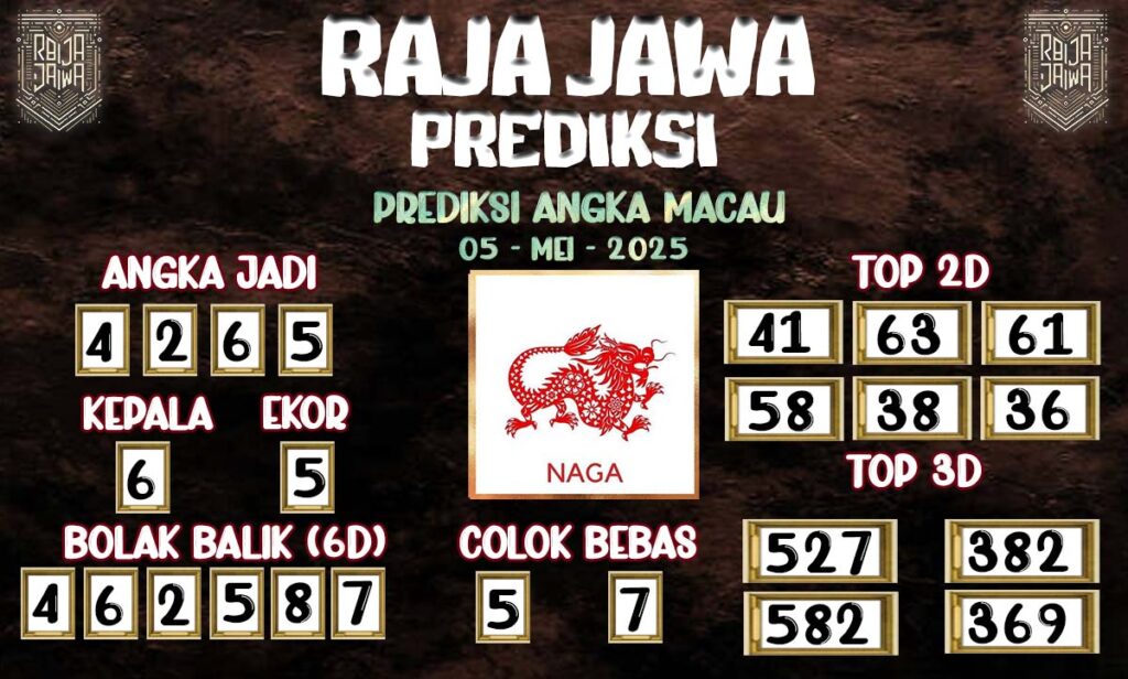 Prediksi Togel Macau 05 Mei 2025 Dari Raja Jawa