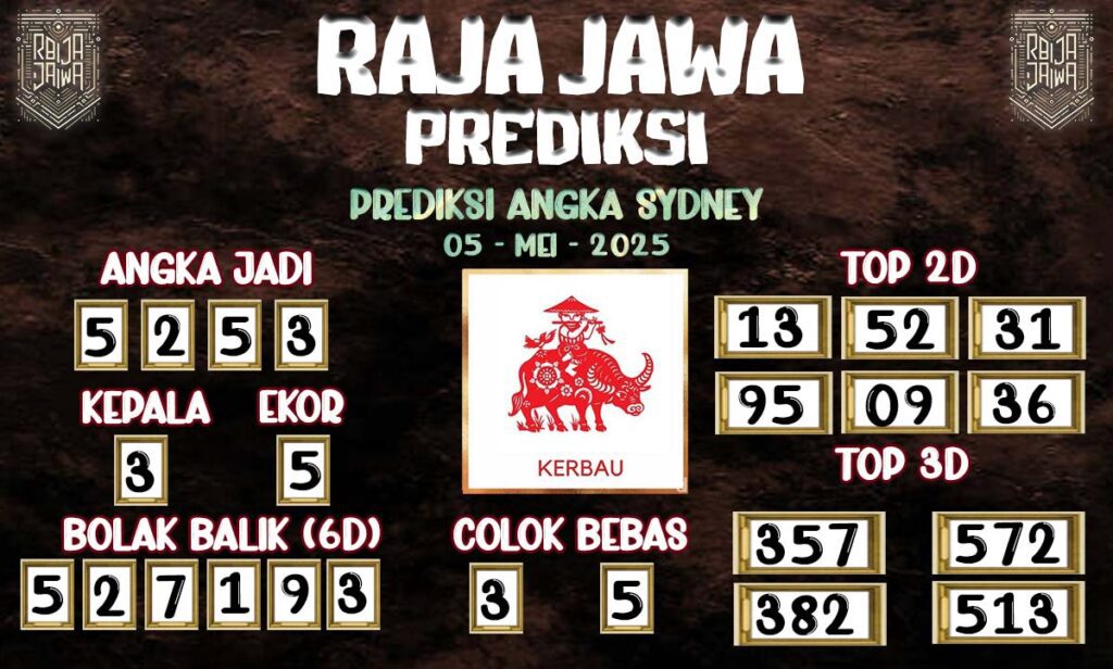 Prediksi Togel Sydney 05 Mei 2025 Dari Raja Jawa