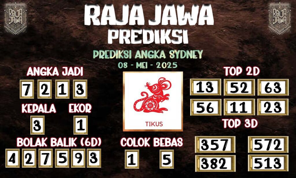 Prediksi Togel Sydney 08 Mei 2025 Dari Raja Jawa